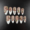 Almond French tip press on nails with 3D cherry decorations