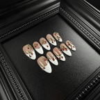 3D cherry bead details on almond press on nails